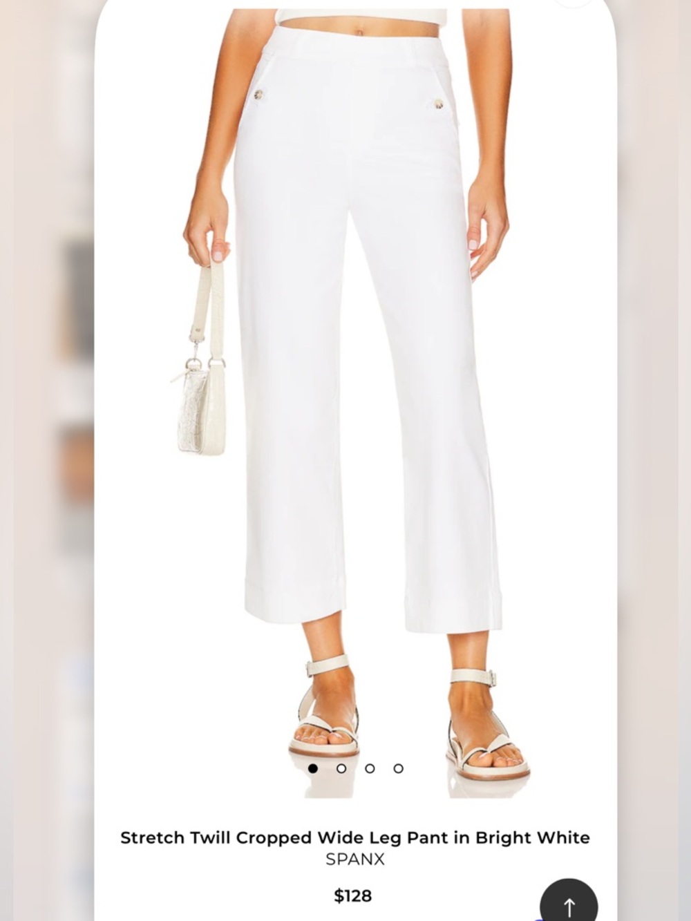 SPANX Stretch Twill Cropped Wide Leg Pant in Bright White size S NWOT